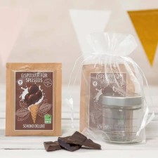 Eispulver mit Eismixglas im Säckchen